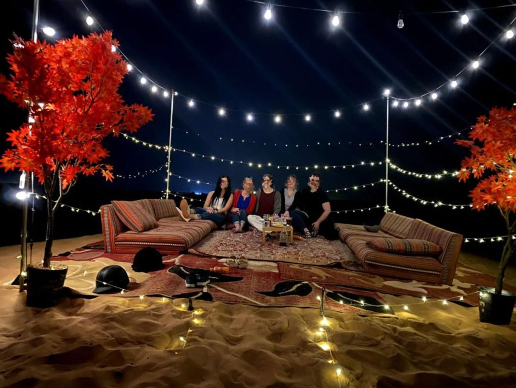 People relazing after a ride in Moonlight stable murqquab, dubai