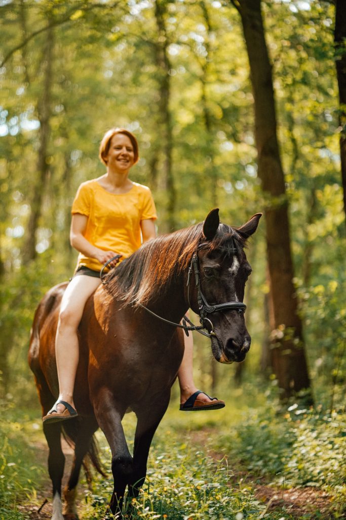 bareback riding in the forest