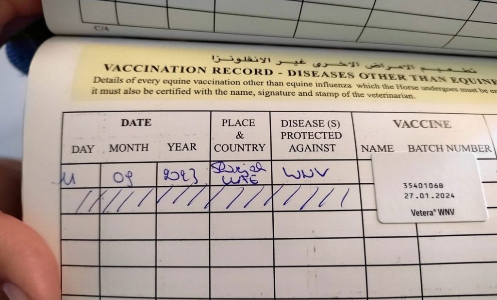 Horse passport & vaccination expenses